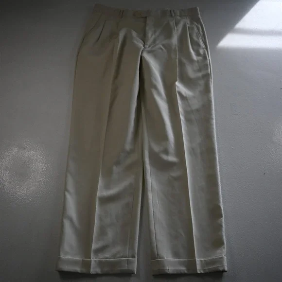 Stafford 48R 36x32 Ivory White Beige Mens Jacket Pants‎ Suit